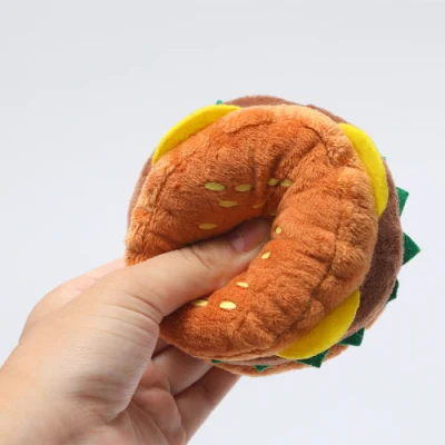 Ruunjoy frites Burger peluche chien jouets drôle interactif grincement mâcher morsure chiots jouet animaux fournitures
