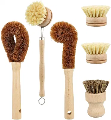 Brosses de nettoyage de cuisine avec manche en bois de bambou, pour casseroles, poêles, bouteilles longues, brosse de lavage